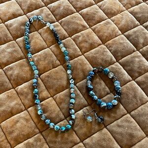 Elegant Blue Beaded Jewelry Set